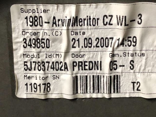 bontott SKODA ROOMSTER Jobb első Ablakemelő Szerkezet (Elektromos)