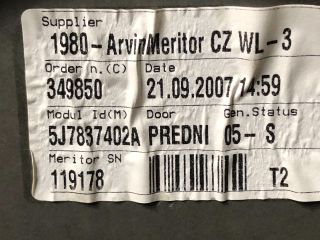 bontott SKODA ROOMSTER Jobb első Ablakemelő Szerkezet (Elektromos)