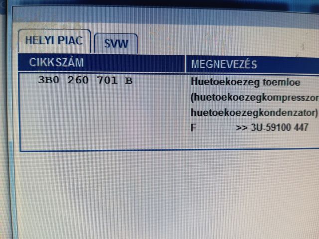 bontott SKODA SUPERB I Klíma Cső