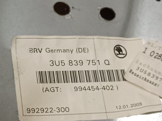 bontott SKODA SUPERB I Bal hátsó Ablakemelő Szerkezet (Elektromos)