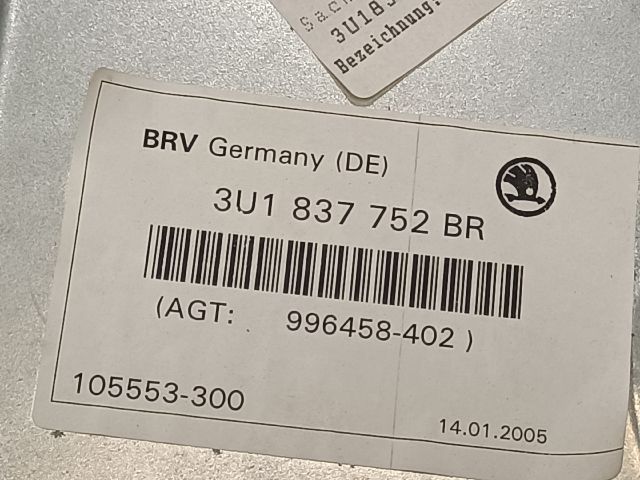 bontott SKODA SUPERB I Jobb hátsó Ablakemelő Szerkezet (Elektromos)