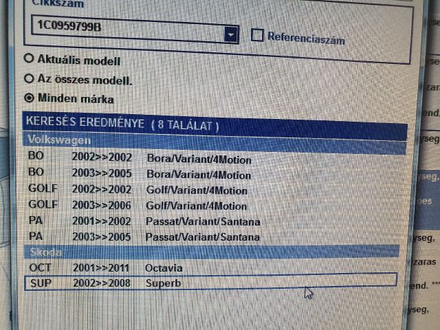 bontott SKODA SUPERB I Komfort Elektronika