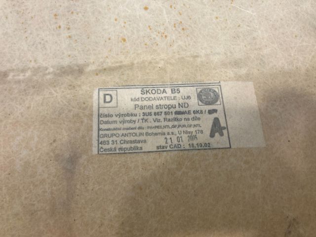 bontott SKODA SUPERB I Tetőkárpit