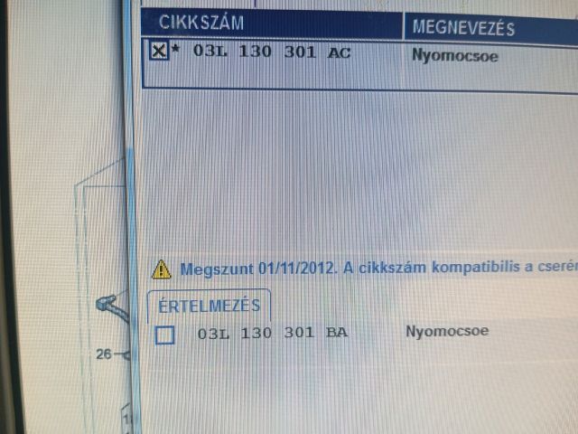 bontott SKODA SUPERB II Nyomócső