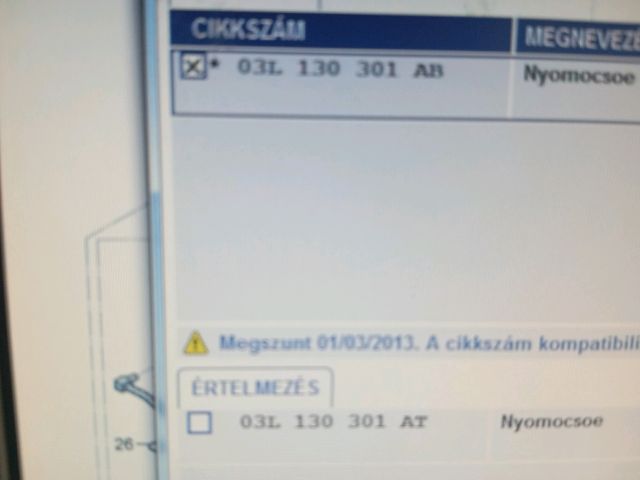 bontott SKODA SUPERB II Nyomócső