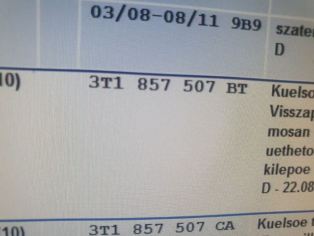 bontott SKODA SUPERB II Bal Visszapillantó Tükör (Elektromos)