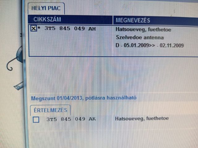 bontott SKODA SUPERB II Hátsó Szélvédő