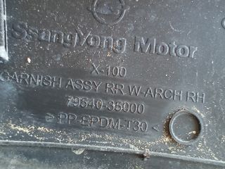 bontott SSANGYONG TIVOLI Jobb hátsó Sárvédő Díszléc