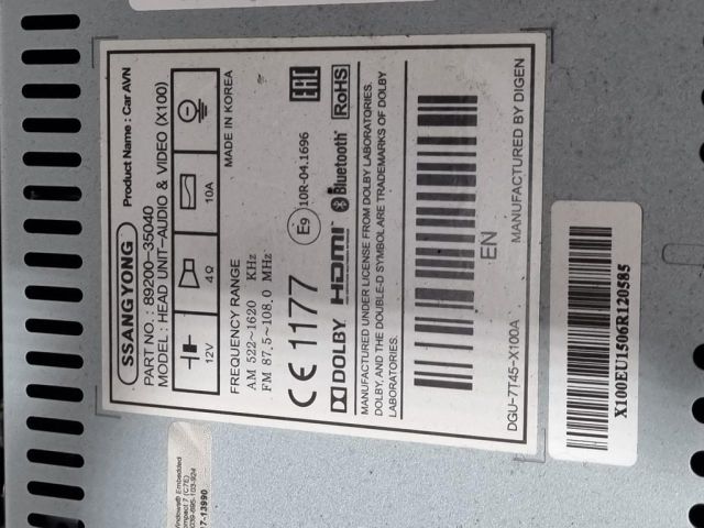 bontott SSANGYONG TIVOLI Navigációs Fejegység