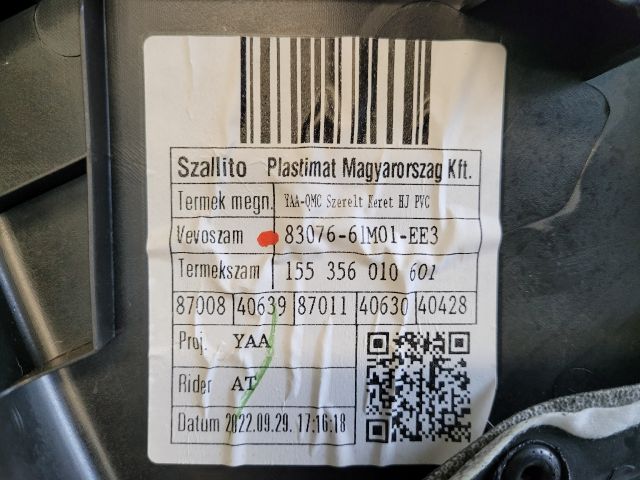 bontott SUZUKI S-CROSS Jobb hátsó Ajtó Kárpit