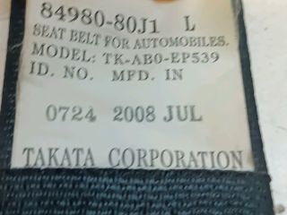 bontott SUZUKI SX4 Bal hátsó Biztonsági Öv