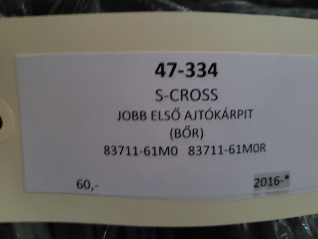 bontott SUZUKI SX4 S-Cross II Jobb első Ajtó Kárpit