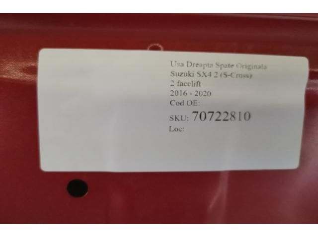 bontott SUZUKI SX4 S-Cross II Jobb hátsó Ajtó (Üres lemez)