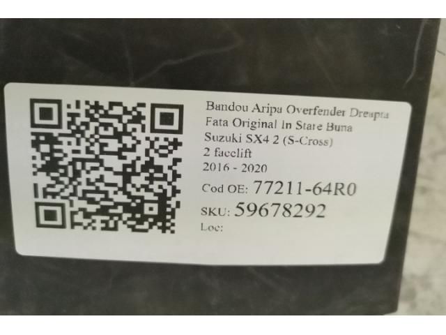 bontott SUZUKI SX4 S-Cross Jobb első Sárvédő Díszléc