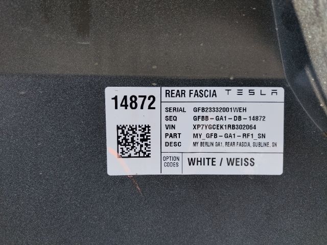 bontott TESLA Model Y Hátsó Lökhárító (Üresen)