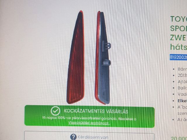 bontott TOYOTA AURIS Bal hátsó Prizma