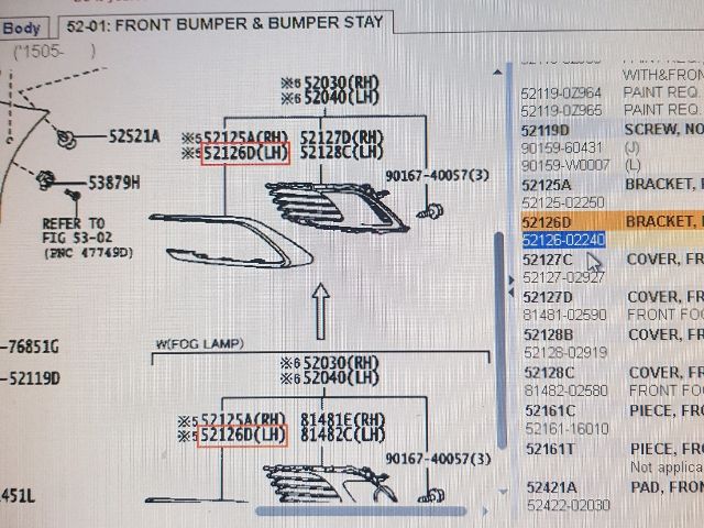 bontott TOYOTA AURIS Bal Ködfényszóró Lámpakeret