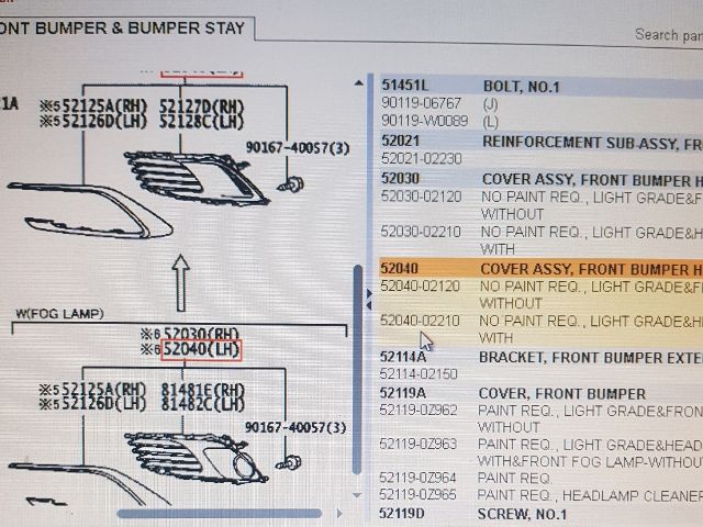 bontott TOYOTA AURIS Bal Ködfényszóró Lámpakeret