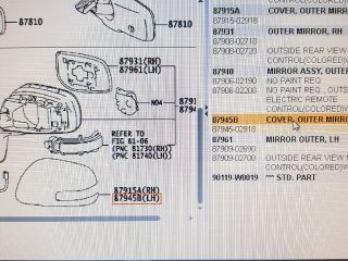 bontott TOYOTA AURIS Bal Visszapillantó Tükör Burkolat