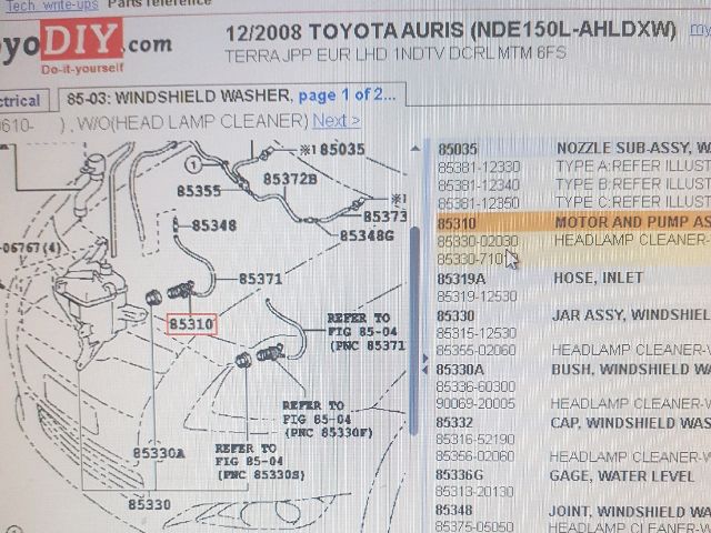 bontott TOYOTA AURIS Első Ablakmosó Szivattyú