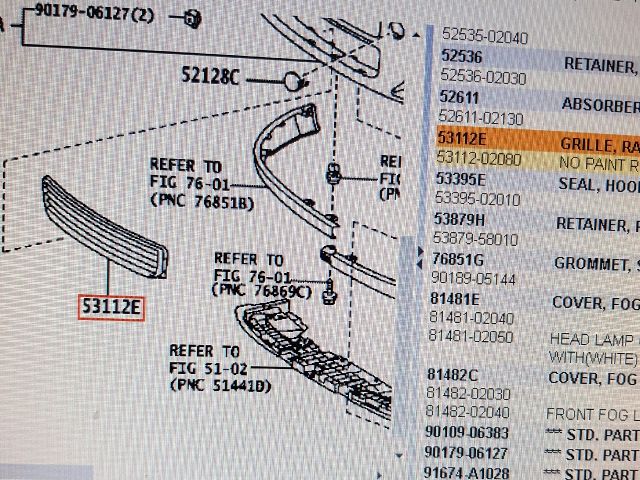 bontott TOYOTA AURIS Első Lökhárító Alsó Középső Díszrács