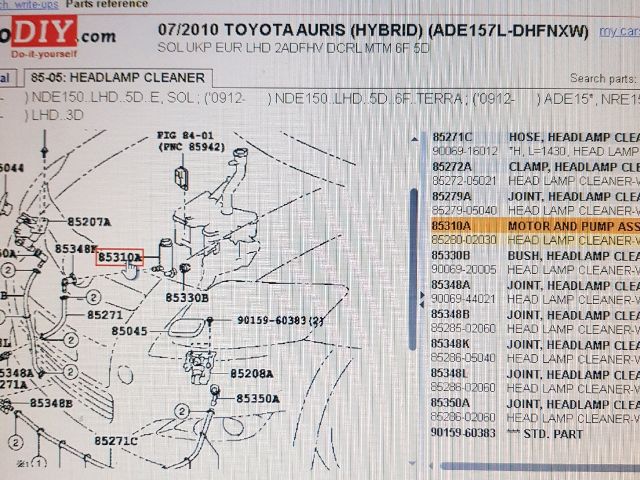 bontott TOYOTA AURIS Fényszórómosó Szivattyú