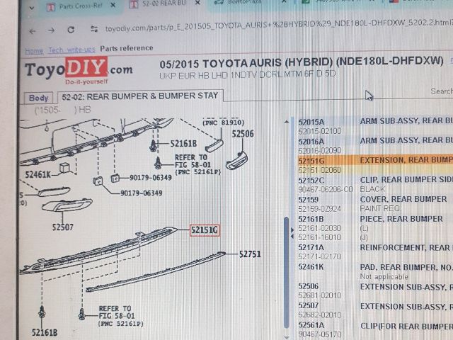 bontott TOYOTA AURIS Hátsó Lökhárító Alsó (Műanyag)