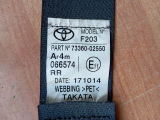 bontott TOYOTA AURIS Jobb hátsó Biztonsági Öv