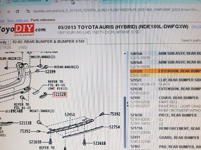 bontott TOYOTA AURIS Jobb hátsó Lökhárító Sarok (Műanyag)