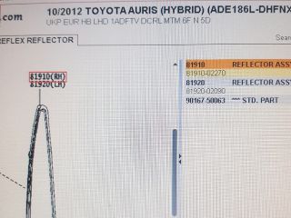 bontott TOYOTA AURIS Jobb hátsó Prizma
