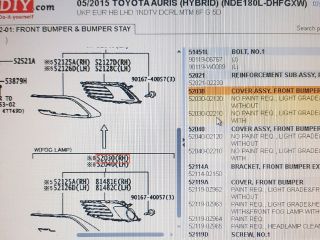 bontott TOYOTA AURIS Jobb Ködfényszóró Lámpakeret