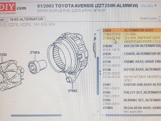 bontott TOYOTA AVENSIS T25 Generátor