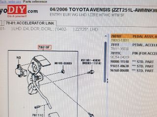 bontott TOYOTA AVENSIS T25 Gázpedál Jeladó