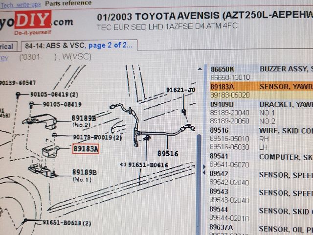 bontott TOYOTA AVENSIS T25 Gyorsulás Jeladó