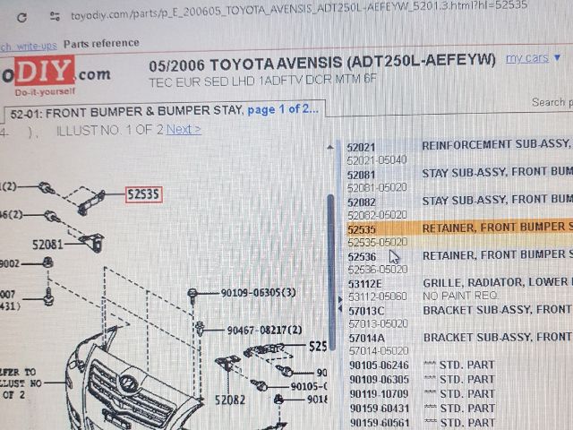 bontott TOYOTA AVENSIS T25 Jobb első Lökhárító Tartó (Műanyag)