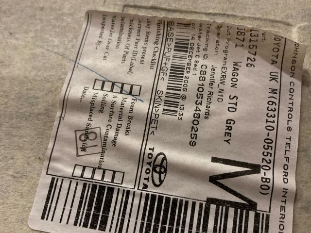 bontott TOYOTA AVENSIS T25 Tetőkárpit