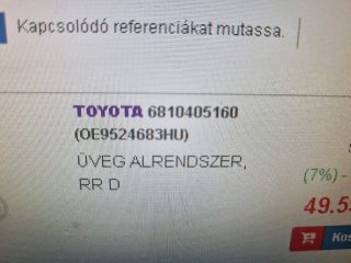 bontott TOYOTA AVENSIS T27 Bal hátsó Ablak