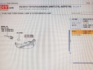 bontott TOYOTA AVENSIS T27 Bal Visszapillantó Tükör Irányjelző