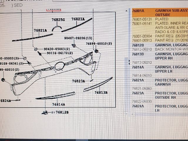 bontott TOYOTA AVENSIS T27 Csomagtérajtó Díszléc