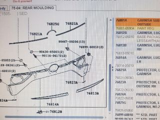bontott TOYOTA AVENSIS T27 Csomagtérajtó Díszléc