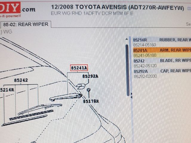 bontott TOYOTA AVENSIS T27 Hátsó Ablaktörlő Kar