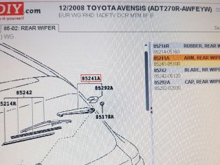 bontott TOYOTA AVENSIS T27 Hátsó Ablaktörlő Kar