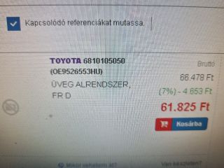 bontott TOYOTA AVENSIS T27 Jobb első Ablak