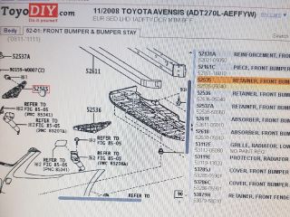 bontott TOYOTA AVENSIS T27 Jobb első Lökhárító Tartó (Műanyag)