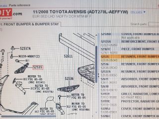 bontott TOYOTA AVENSIS T27 Jobb első Lökhárító Tartó (Műanyag)