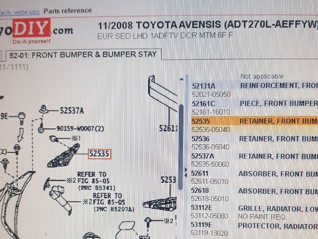 bontott TOYOTA AVENSIS T27 Jobb első Lökhárító Tartó (Műanyag)