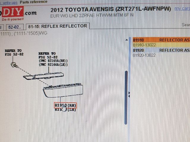 bontott TOYOTA AVENSIS T27 Jobb hátsó Prizma