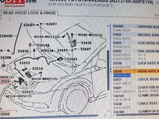 bontott TOYOTA AVENSIS T27 Motorháztető Biztonsági Kampó