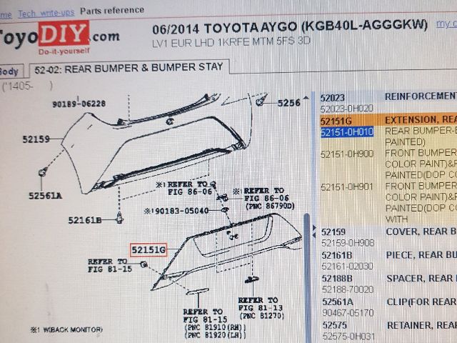 bontott TOYOTA AYGO Hátsó Lökhárító Díszléc