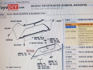 bontott TOYOTA AYGO Hátsó Lökhárító Díszléc